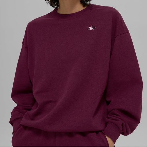 NWT ALO YOGA Accolade Crewneck Pullover Burgundy XS, S, and M - Picture 1 of 7
